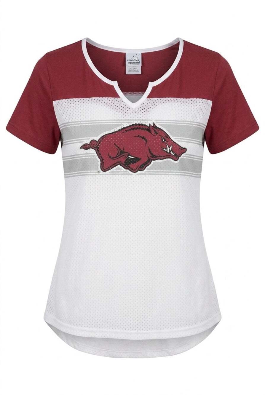 Creative Apparel Concepts Arkansas Razorbacks Women's Mesh V-Neck T-Shirt # 833